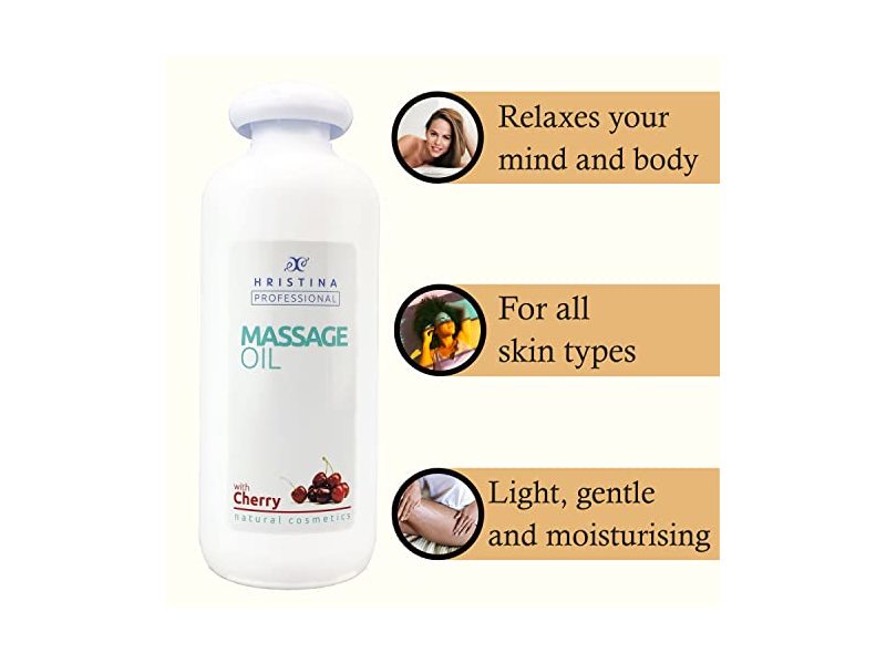 Hristina Massage Oil with Cherry, 16.90 oz/500 mL