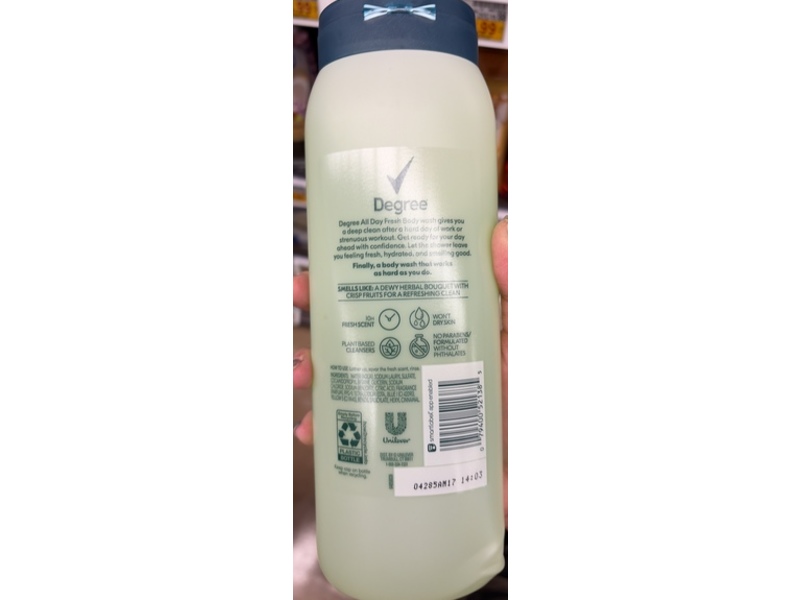 Degree All Day Fresh Energy Body Wash, 20 fl oz