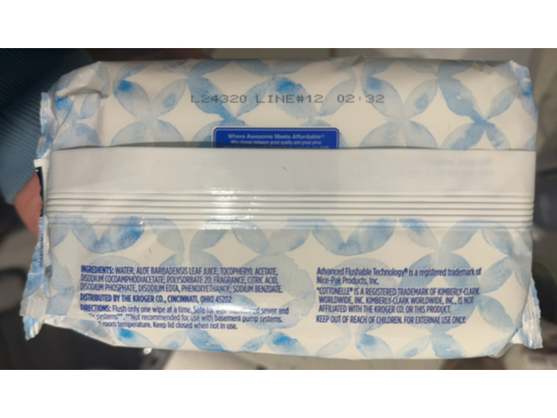 Kroger Flushable Wipes, Vitamin E & Aloe, 42 Count