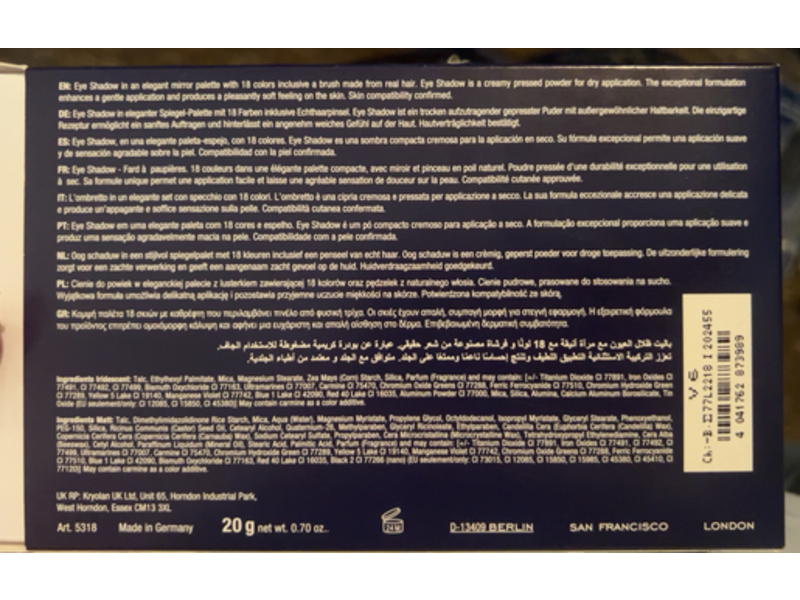 Kryolan Eye Shadow Compact, V6 Gold Rose, 0.70 oz/20 g