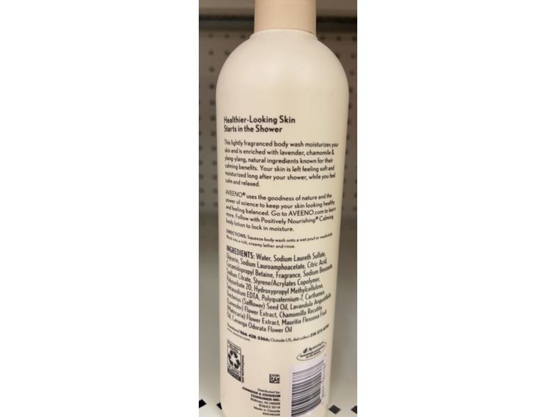 Aveeno Positively Nourishing Calming Body Wash, Lavender, Chamomile & Ylang-Ylang, 16 fl oz/473 mL