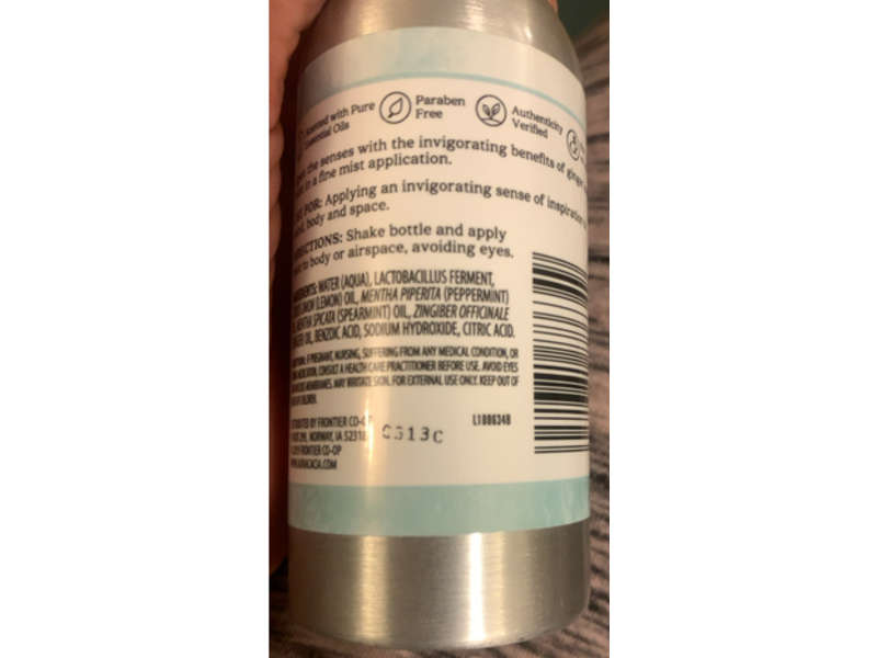 Aura Cacia Invigorating Ginger & Mint Aromatherapy Mist, 4 fl oz/118 mL