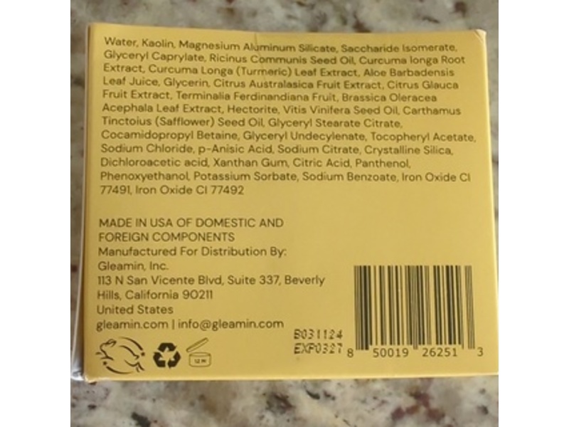 Gleamin Vitamin C Clay Mask, Turmeric + Aloevera & Hydroclay, 5 fl oz/150 mL