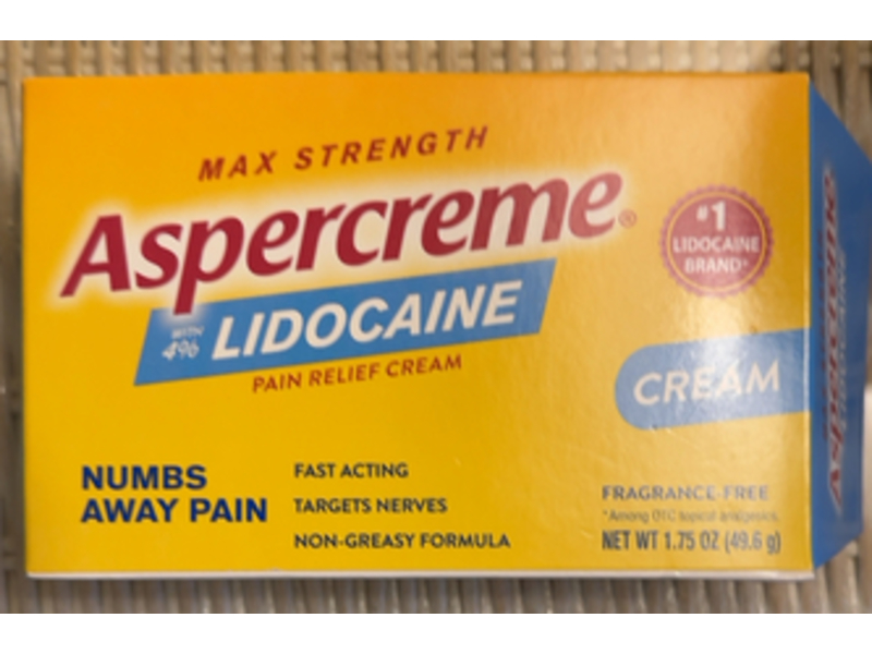 Aspercreme Pain Relief Cream, Lidocaine, 1.75 oz/49.6 g