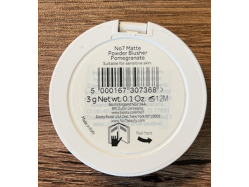 No7 Matte Powder Blusher, Pomegranate, 0.1 oz/3 g