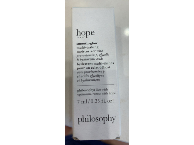 Philosophy Hope In A Jar Smooth Glow Multi Tasking Moisturizer, Pro-Vitamin + glycolic & Hyaluronic Acid, 0.23 fl oz/7 mL