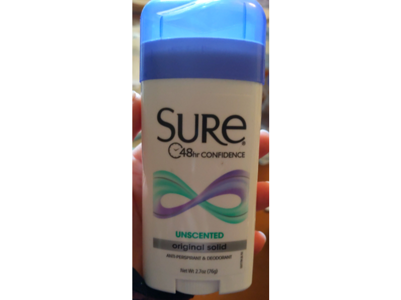 Sure Original Solid Antiperspirants & Deodorants, Unscented, 2.7 oz / 76 g