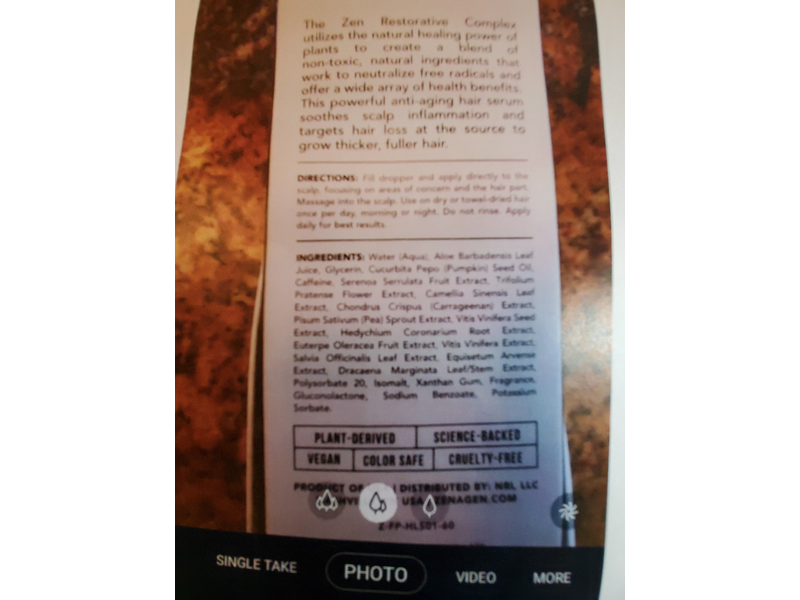 Zenagen Thickening Hair Serum, 1.9 fl oz/56 mL