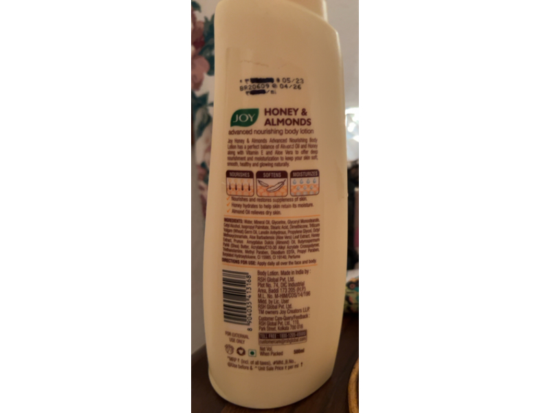 Joy Advanced Nourishing Body Lotion, Honey & Almonds, 500 mL