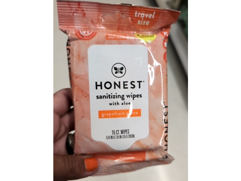 Honest Sanitizing Wipes, Aloe & Grapefruit Grove, 15 Count
