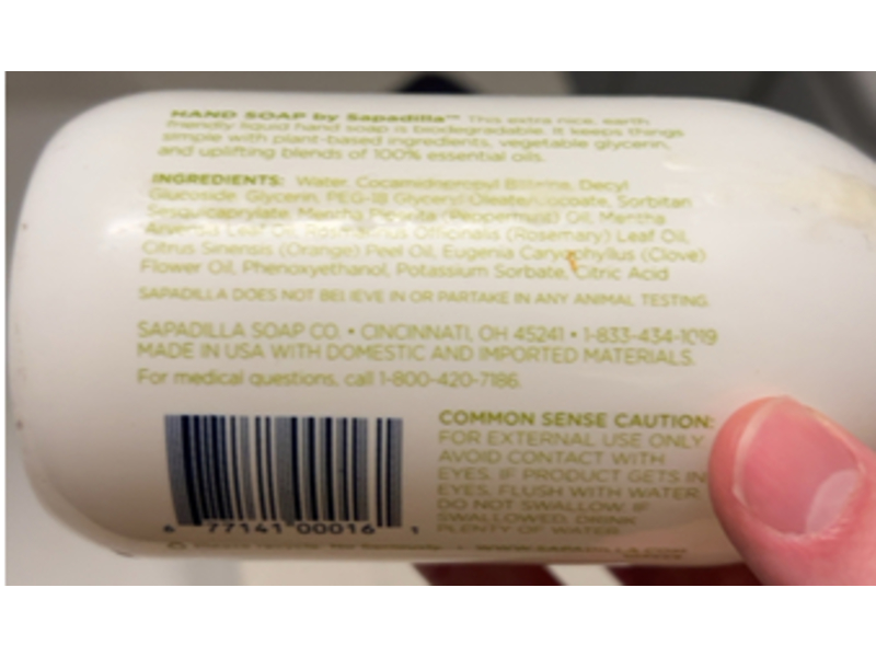 Sapadilla Liquid Hand Soap, Rosemary + Peppermint, 12 fl oz/354 mL