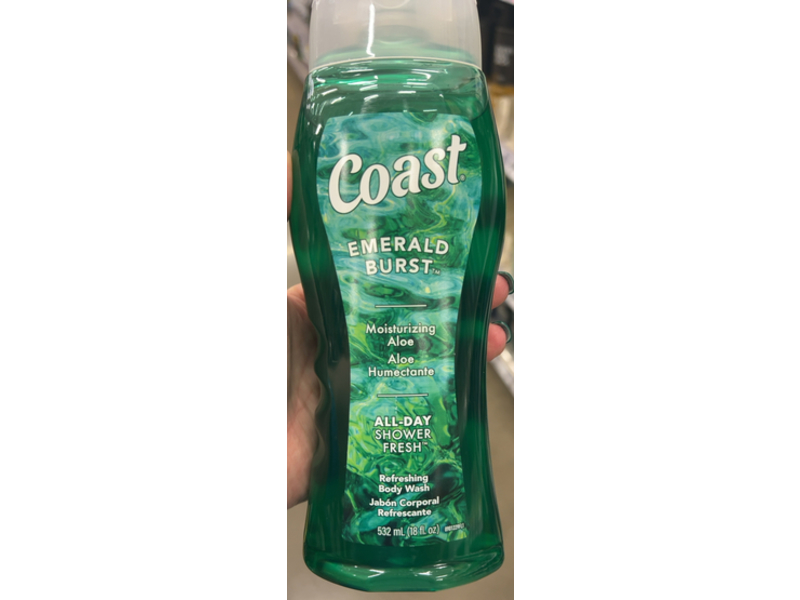 Coast Emerald Burst Refreshing Body Wash, Moisturizing Aloe, 18 fl oz/532 mL