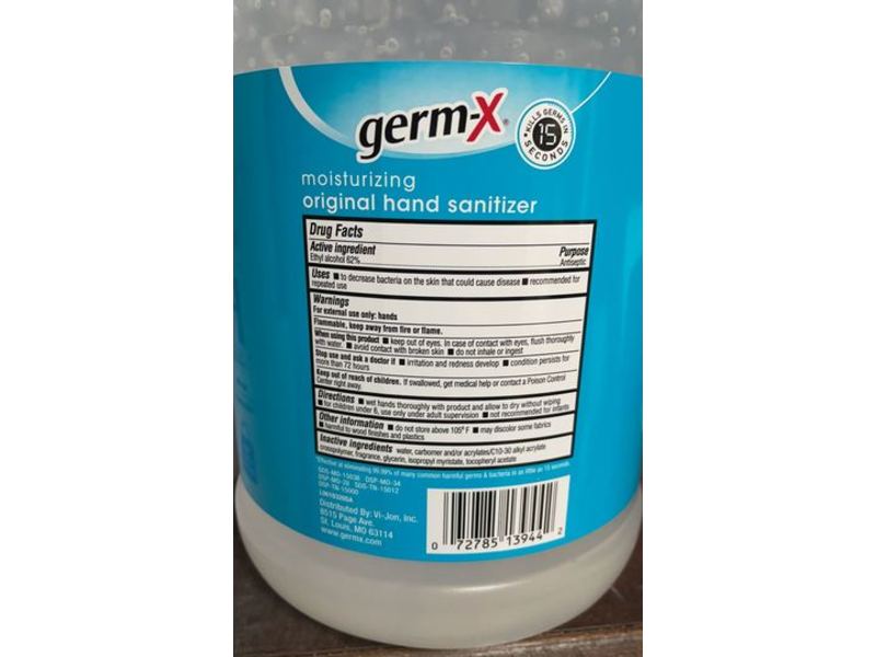 Germ-X Original Hand Sanitizer, Moisturizing, 128 fl oz/3.79 L