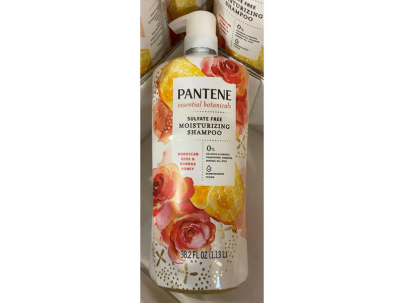 Pantene Essential Botanicals Moisturizing Shampoo, Moroccan Rose & Manuka Honey, 38.2 fl oz/1.13 L