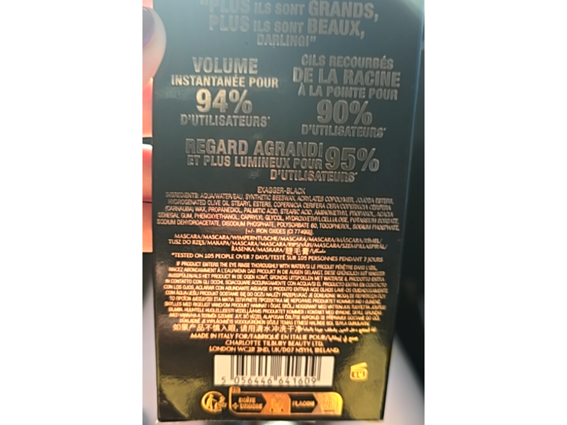 Charlotte Tilbury Exagger-Eyes Volume Mascara, Exagger-Black, 0.33 fl oz/10 mL