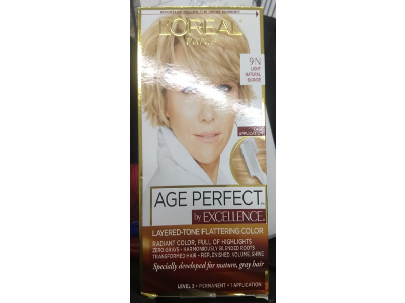 L'Oreal Paris Age Perfect By Excellence Permanent Hair Color, 9N Light Natural Blonde, 1 Application