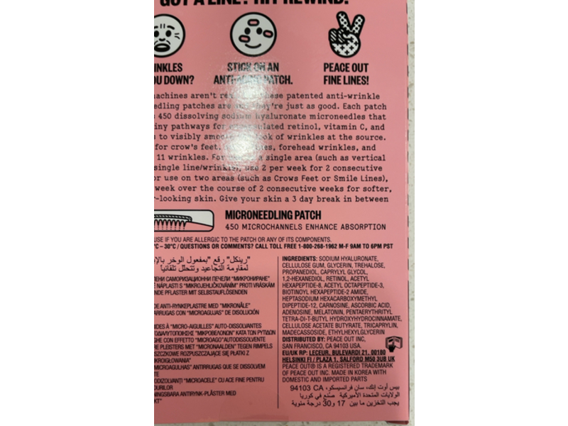 Peace Out Wrinkles Patches, 6 Count