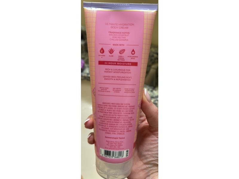 Bath & Body Works Ultimate Hydration Body Cream, Starfruit Sangria, 8 fl oz/226 g