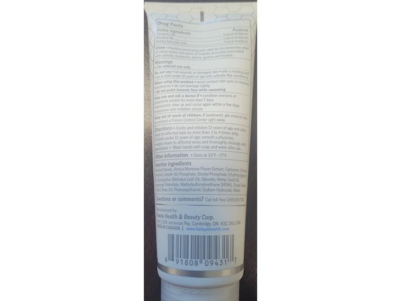 Kalaya Pain Relief 6x Active Relief Cream, Arnica , 4.2 oz/119 g