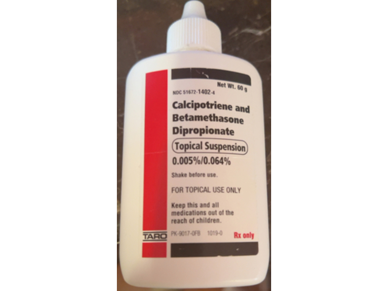 Calcipotriene and Betamethasone Dipropionate Suspension, 0.005% / 0.064%, 60 g, Taro (Rx)