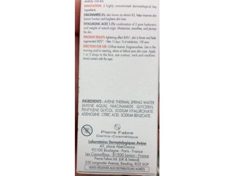 Avene Plumping Serum, Hyaluron Active B3, 1 fl oz/30 mL
