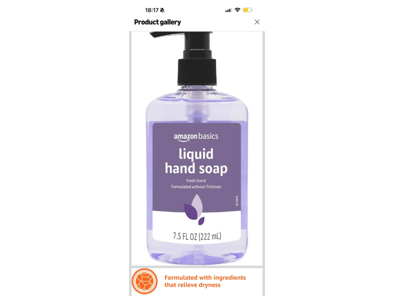 Amazon Basics Liquid Hand Soap, Fresh Scent, 7.5 fl oz/222 mL, Pack Of 6