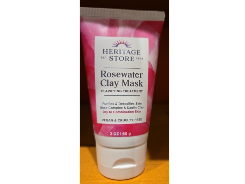 Heritage Store Rosewater Clay Mask, Clarifying Treatment, 2 oz/60 g