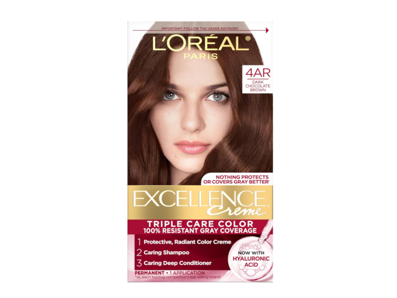 L'oreal Paris Excellence Creme Triple care Color Permanent Hair Color, 4AR Dark Chocolate Brown, 1 Application