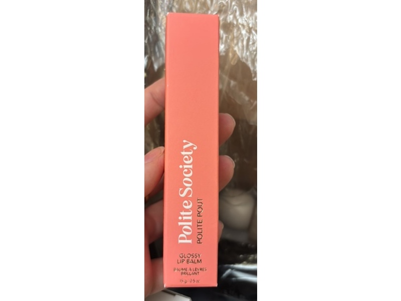 Polite Society Glossy Lip Balm, Peach Bellini, 0.5 oz/15 g