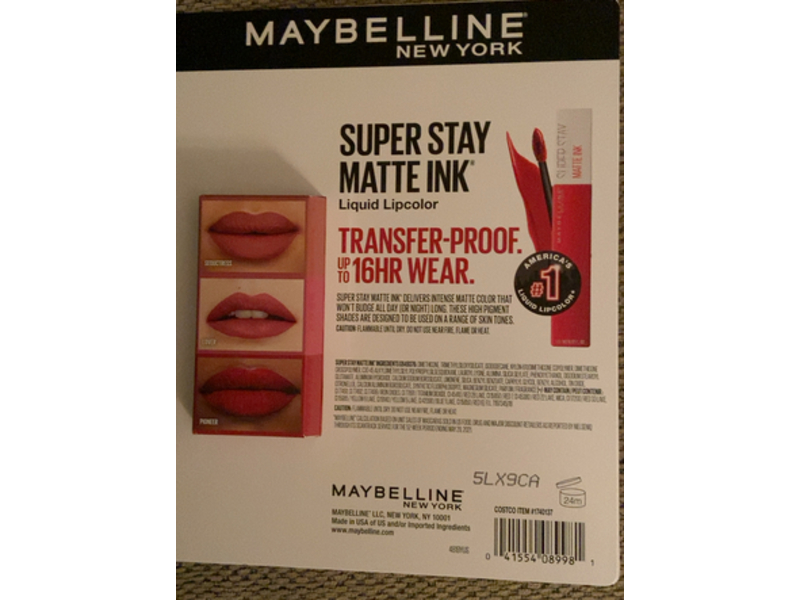 Maybelline New York Super Stay Matte Ink Liquid Lipcolor, Seductresss, Lover & Pioneer, 0.17 fl oz/5.0 mL
