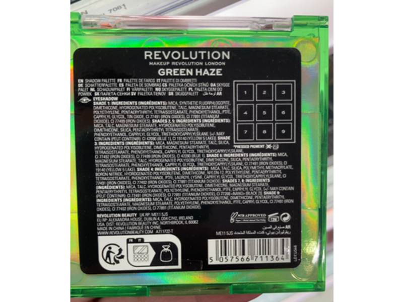 Revolution Shadow Palette, Ultimate Neons Green Haze, 0.02 oz/0.75 g