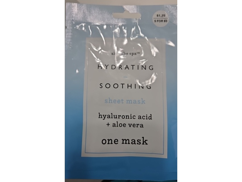 Skip The Spa Hydrating Soothing Sheet Mask, Hyaluronic Acid+ Aloe Vera, 1 Count