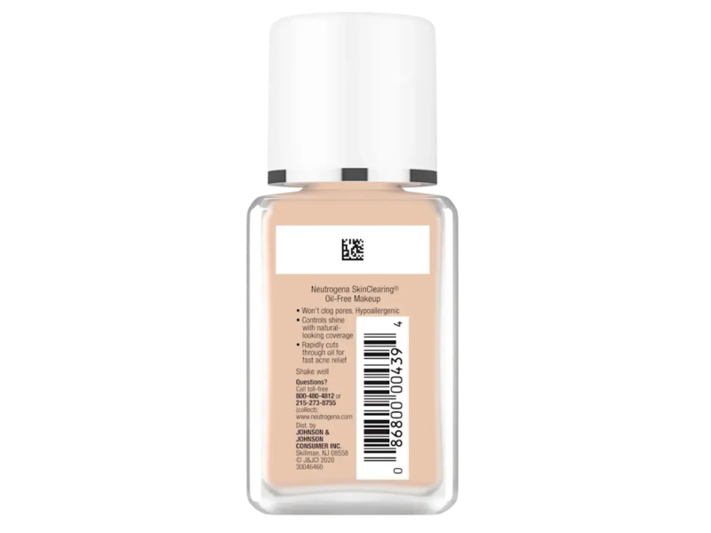 Neutrogena SkinClearing Oil-Free Makeup Foundation, Natural Tan (100), 1 fl oz/30 mL