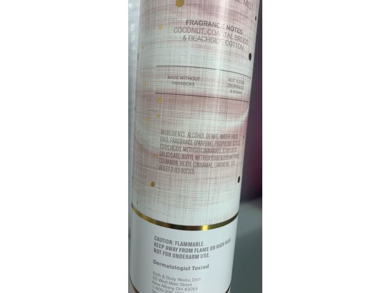 Bath & Body Works Fresh Fine Fragrance Mist, Coconut & Cotton, 8 fl oz/236 mL