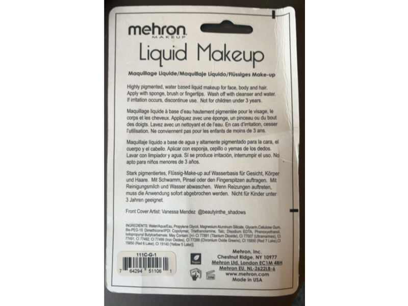 Mehron Makeup Liquid Makeup, Green, 1 fl oz/30 mL