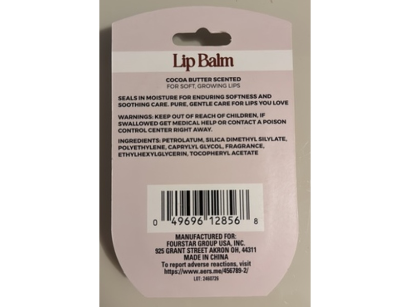 b.Pure Lip Balm, Cocoa Butter Scented, 0.25 oz/7 g, Pack of 2