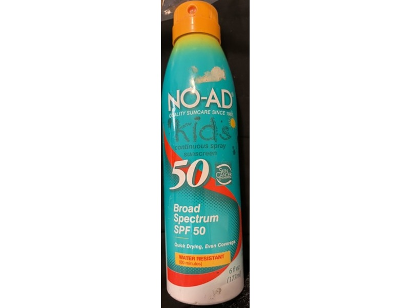 No-AD Suncare Sunscreen Spray, SPF 50, 6 fl oz/177 mL