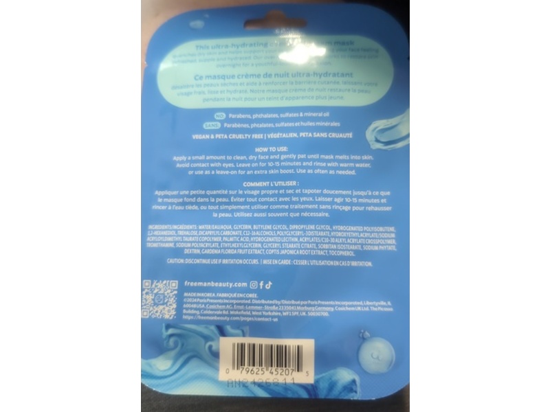 Freeman Beauty Overnight Moisture Mask, 0.5 fl oz/15 mL