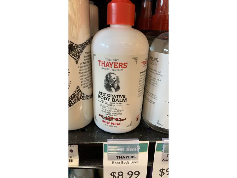 THAYERS Rose Petal Restorative Body Balm, Moisturizing Body Lotion, 8 Oz