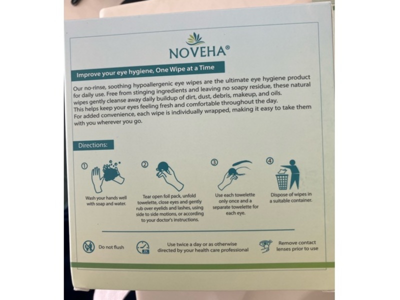 Noveha Purifying Eyelid Cleansing Wipes, 60 Count