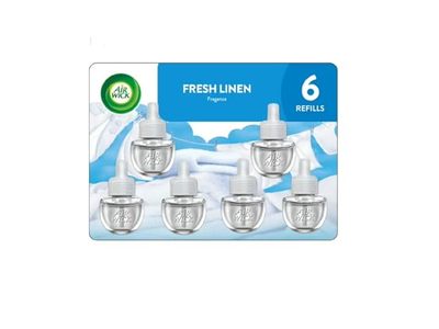 Air Wick Infused Natural Essential Oil Air Freshener Refills, Fresh Linen, 4.02 fl oz/120 mL, 6 Count
