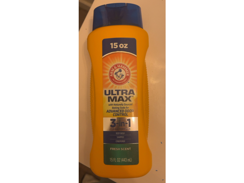 Arm & Hammer Ultra Max 3-in-1 Body Wash + Shampoo & Conditioner, Fresh, 15 fl oz/443 mL, Pack Of 3
