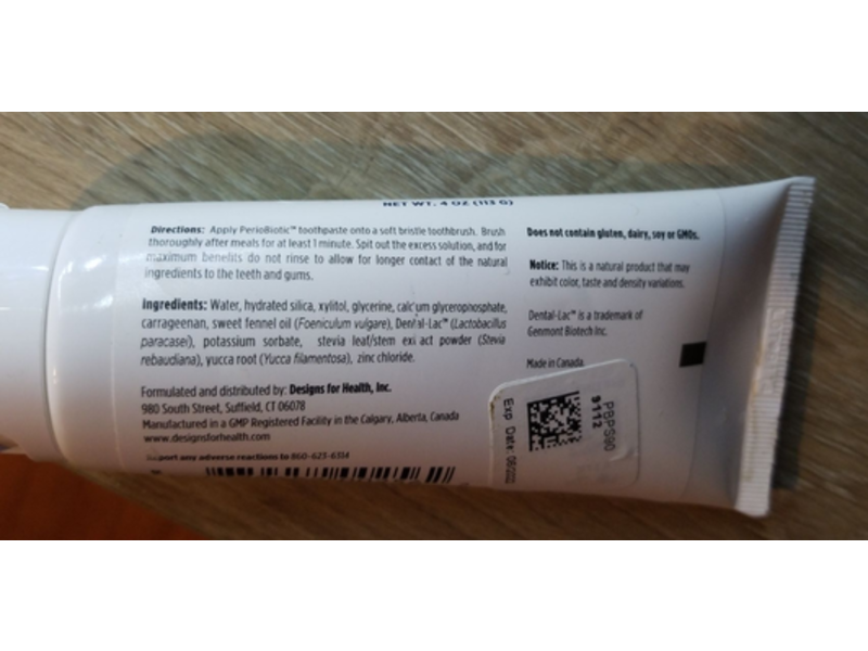 Designs for Health PerioBiotic Toothpaste, Fennel Flavor, 4 oz