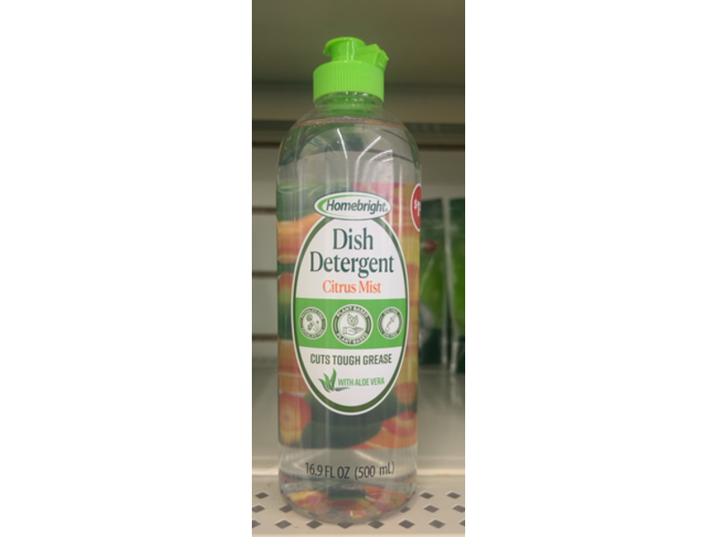 Homebright Dish Detergent, Citrus Mist, 16.9 fl oz/500 mL