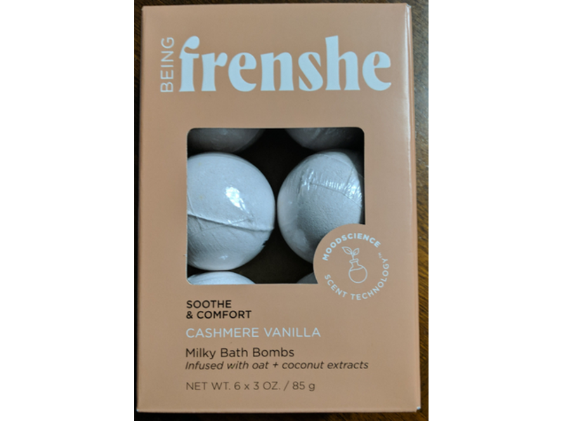 Being Frenshe Soothe & Comfort Milky Bath Bombs, Cashmere Vanilla, Oat + Coconut Extracts, 3 oz/85 g