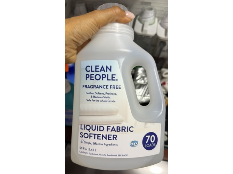 Clean People. Liquid Fabric Softener, Fragrance Free, 70 Loads, 50 fl oz/1.48 mL