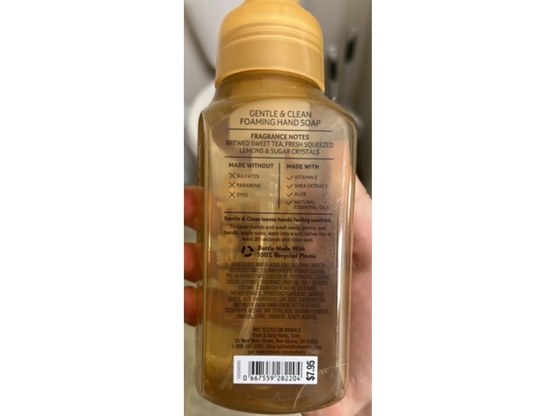 Bath & Body Works Gentle & Clean Foaming Hand Soap, Sweet Tea & Lemonade, 8.75 fl oz/259 mL