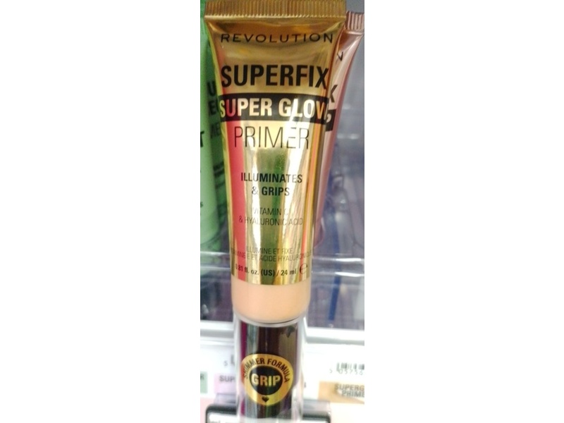 Makeup Revolution Superfix Grip Superglow Primer, Gold, 0.81 fl oz/24 mL