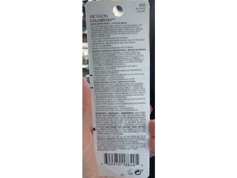 Revlon ColorStay Micro Eyebrow Pencil, 450 Blonde Blond, 0.003 oz/0.9 mL