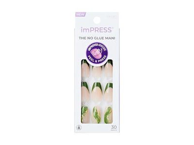 Kiss Impress No Glue Mani Press-On Nails, Ballerina, 30 Count